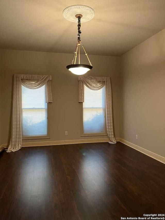 spare room featuring dark wood-type flooring