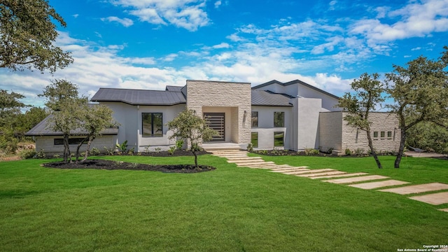 modern home with a front yard