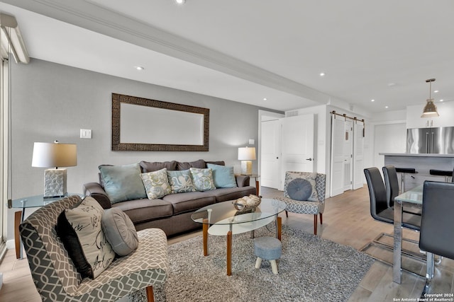 living room featuring light hardwood / wood-style floors