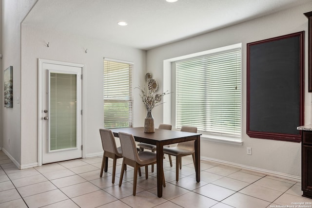 tiled dining area with plenty of natural light