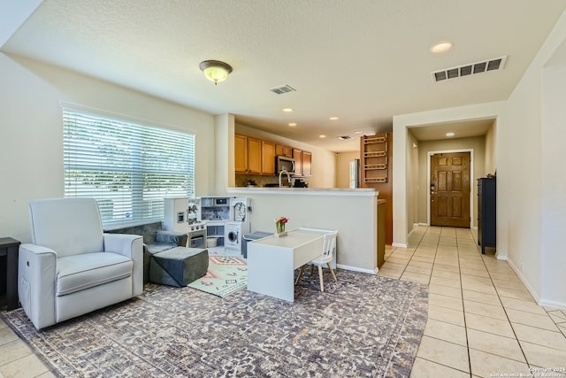 view of tiled living room