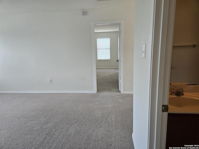 empty room featuring sink and carpet