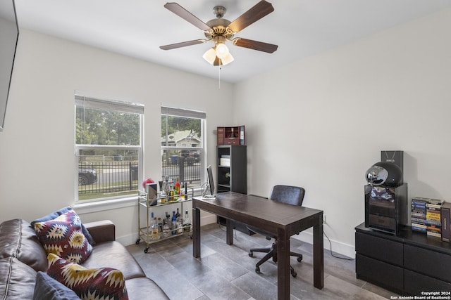 office area featuring ceiling fan