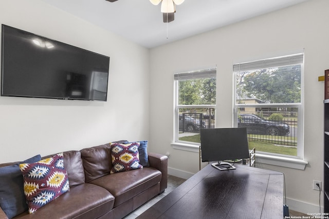 office area featuring ceiling fan