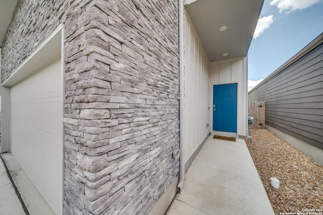 entrance to property with a garage