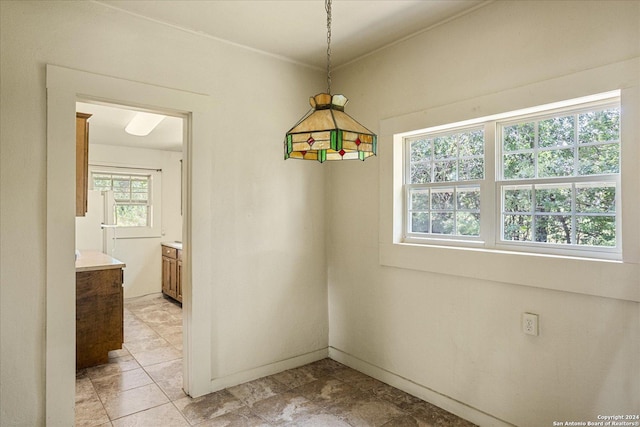 view of unfurnished dining area