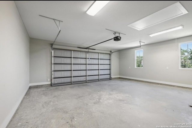 garage with a garage door opener