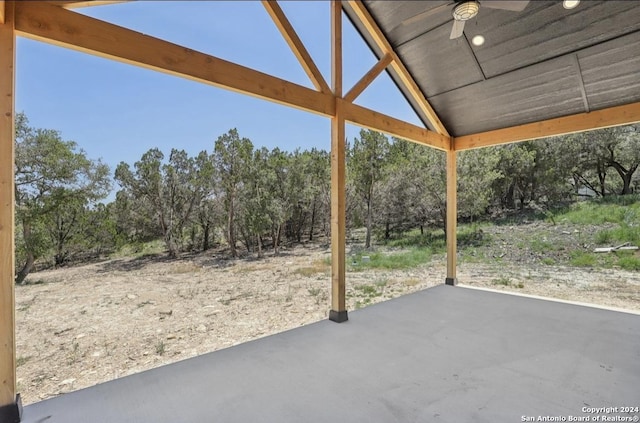 view of patio / terrace featuring ceiling fan