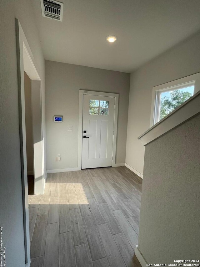 foyer with hardwood / wood-style floors and a wealth of natural light