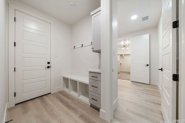 mudroom featuring light wood-type flooring