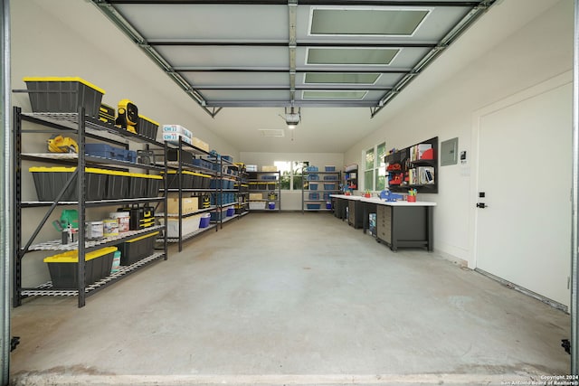 garage with a garage door opener