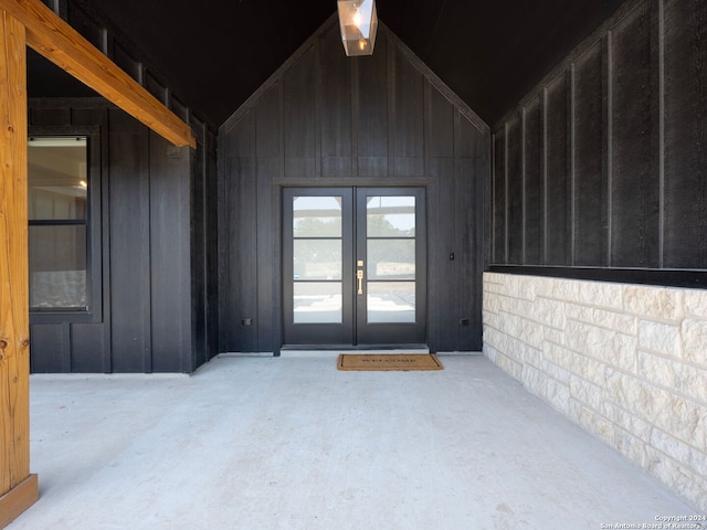 entrance to property featuring french doors