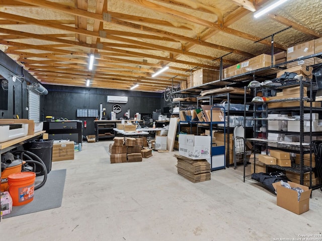 storage area featuring a wall mounted air conditioner