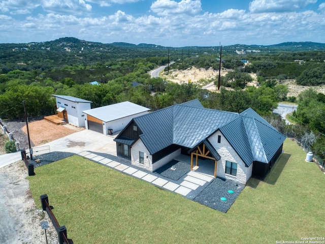 bird's eye view with a mountain view