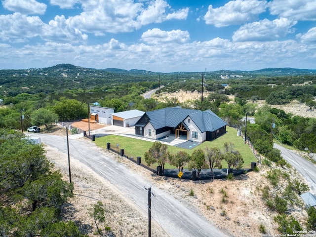 drone / aerial view with a mountain view