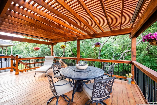 wooden deck with a pergola