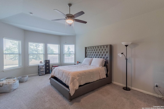 bedroom featuring carpet and ceiling fan