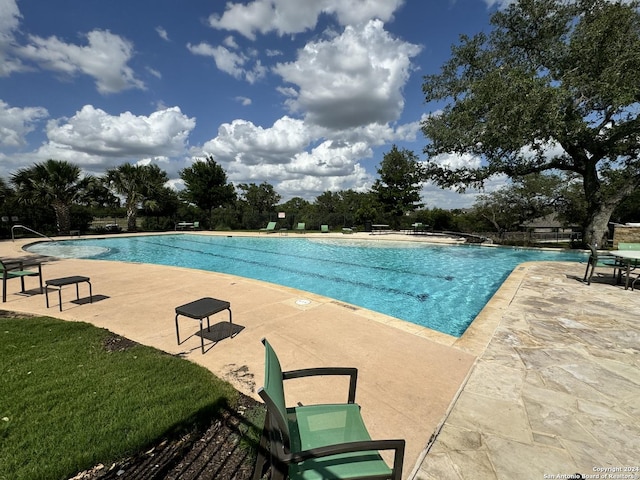 view of pool featuring a patio