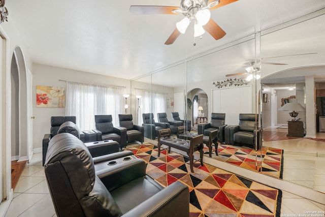 view of tiled living room