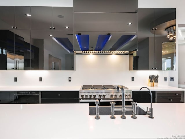 kitchen with double oven range