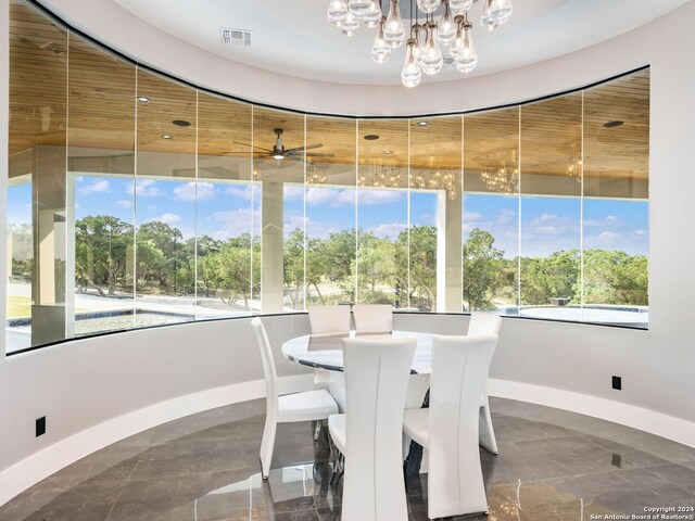 dining area with a chandelier