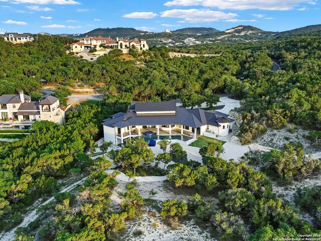 drone / aerial view with a mountain view