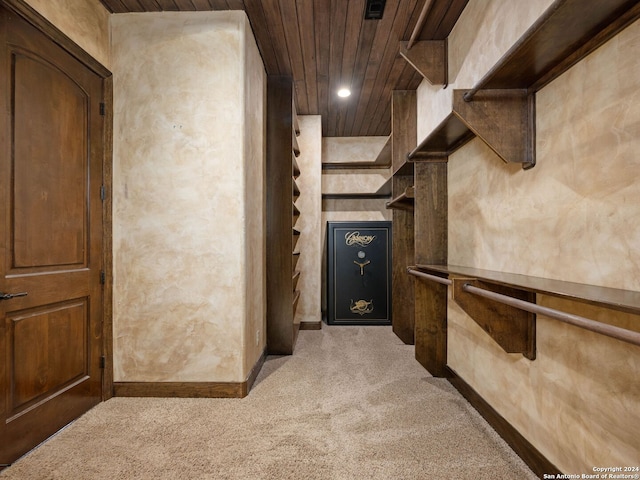 spacious closet with light carpet