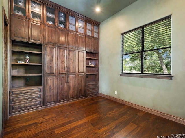 interior space featuring dark wood-type flooring