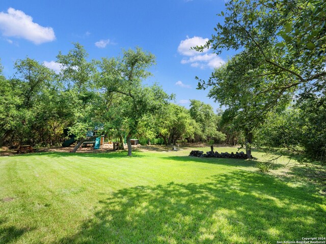 view of yard with a playground