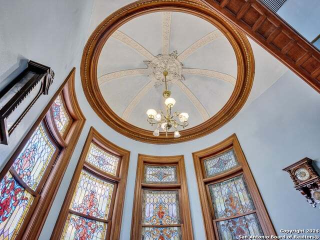 details with a chandelier