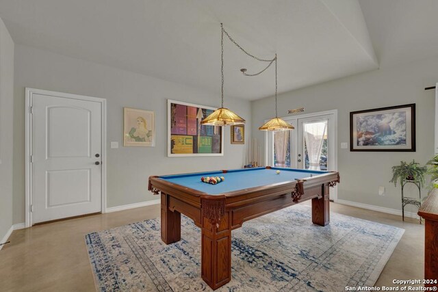 120 Sierra Way, Canyon Lake, TX 78133 - rec room with billiards and french doors