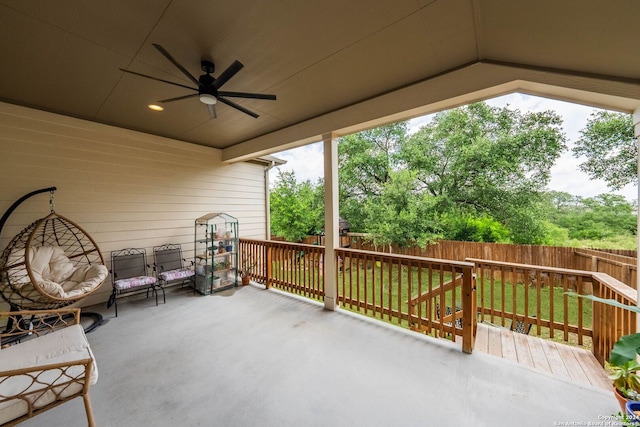 view of patio / terrace with ceiling fan