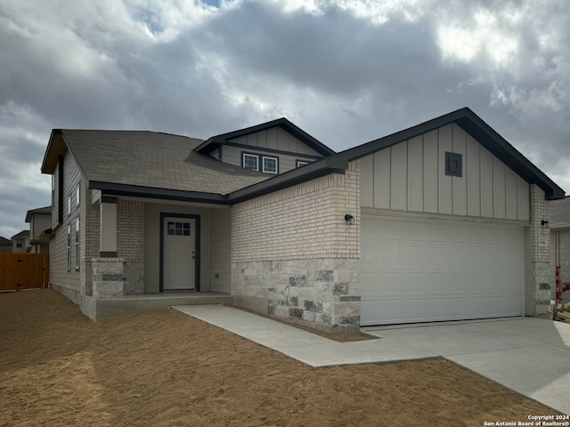 view of front of house with a garage