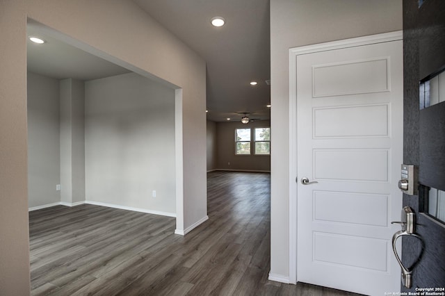 interior space with dark hardwood / wood-style flooring