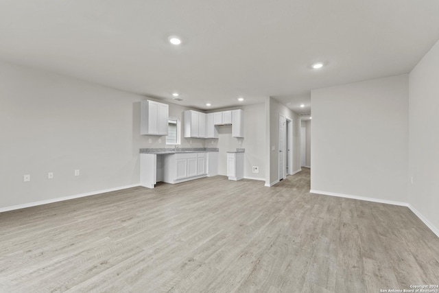 unfurnished living room featuring light wood-type flooring