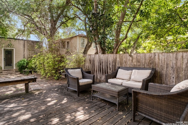 deck with an outdoor living space