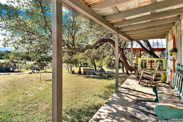 view of patio featuring a wooden deck