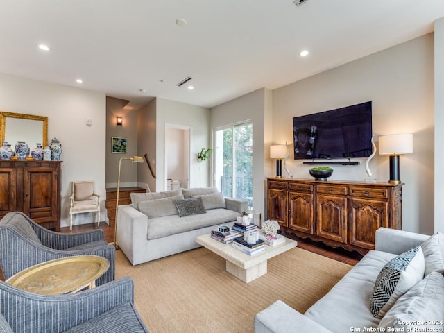 living room featuring light hardwood / wood-style floors