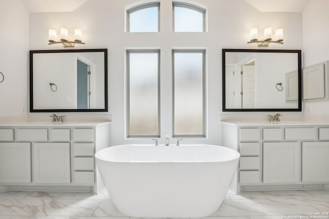 bathroom with vanity and a bathing tub