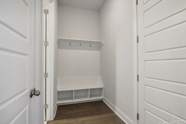 mudroom featuring dark hardwood / wood-style floors