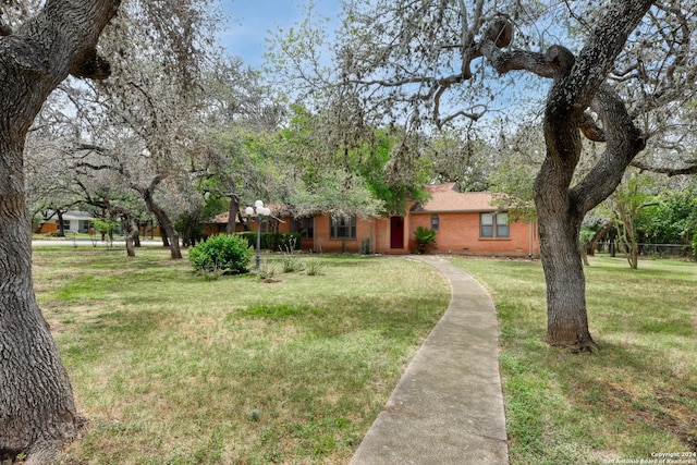 view of front of home with a front yard