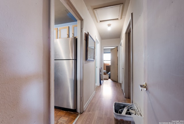 hall featuring light hardwood / wood-style floors