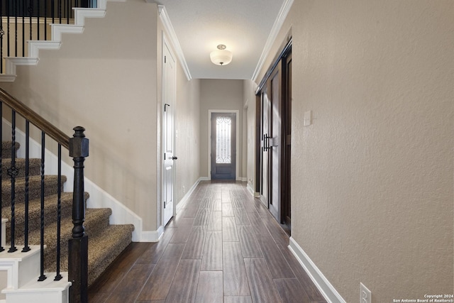 hallway with ornamental molding