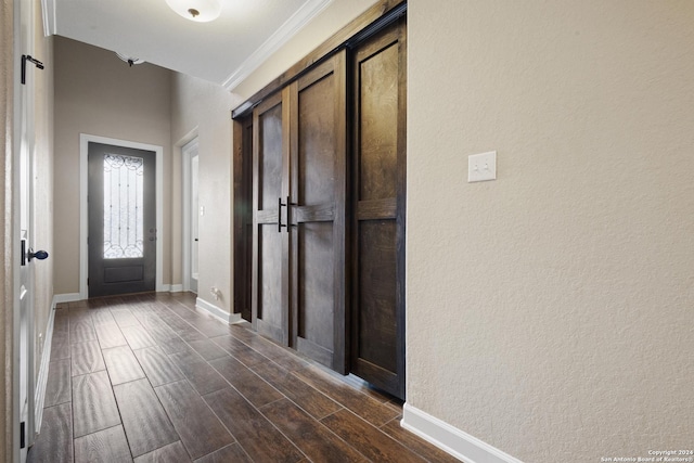 interior space with ornamental molding