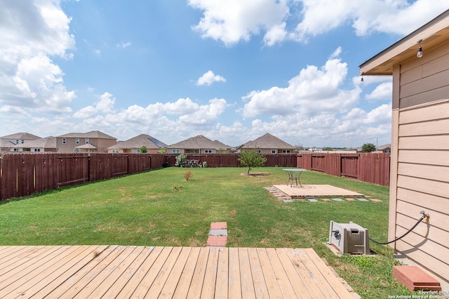 view of yard with a wooden deck