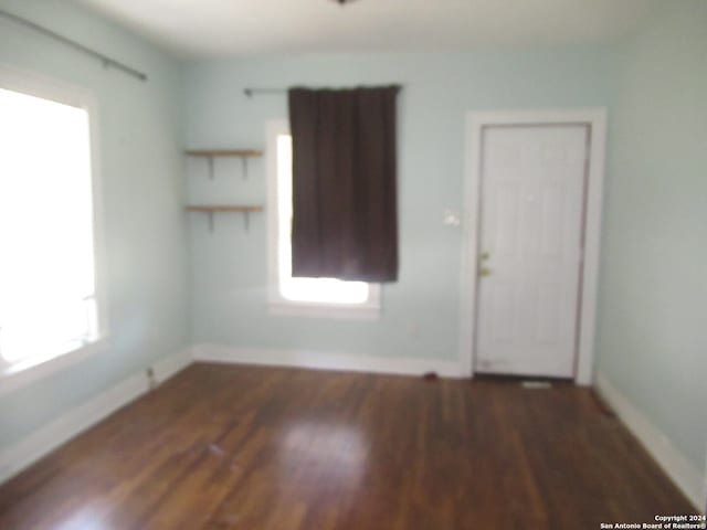 spare room featuring wood-type flooring