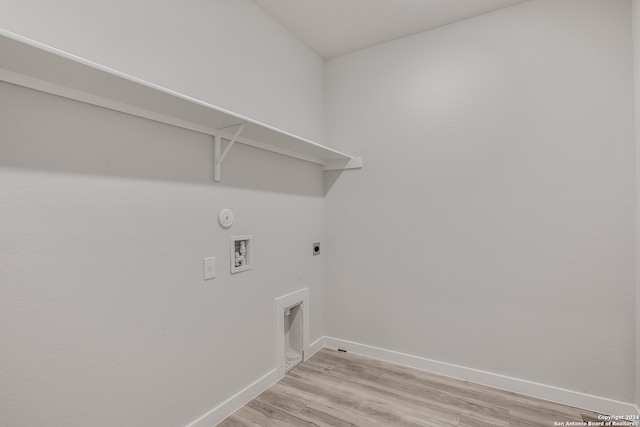 laundry room featuring washer hookup, hookup for a gas dryer, hookup for an electric dryer, and light wood-type flooring