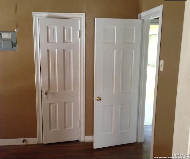 hall featuring dark hardwood / wood-style flooring