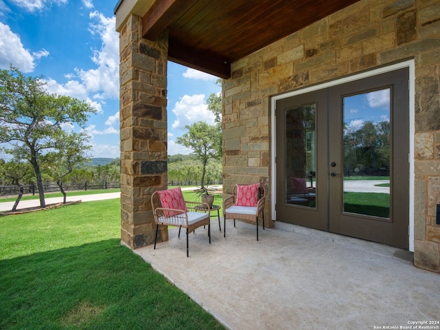 view of patio / terrace featuring french doors