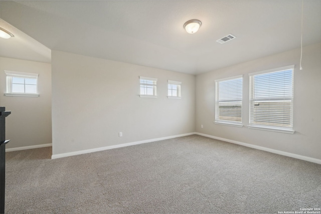 carpeted spare room featuring a wealth of natural light